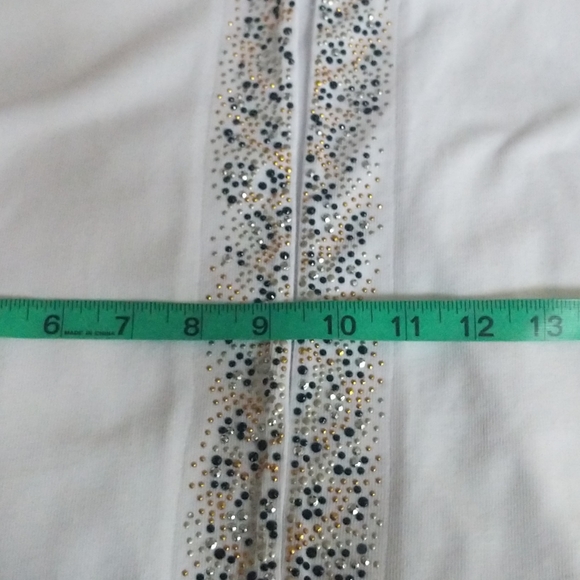 Quacker Factory Twin Set Size L White Beaded Long Sleeve Cardigan Shell - Picture 10 of 15